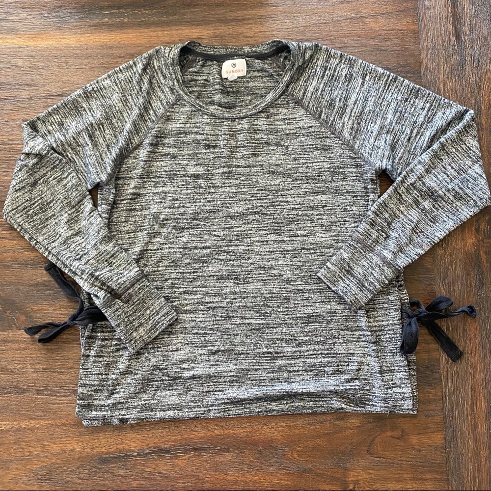 Sundry Side Tie Long Sleeve Pullover - Picture 1 of 7
